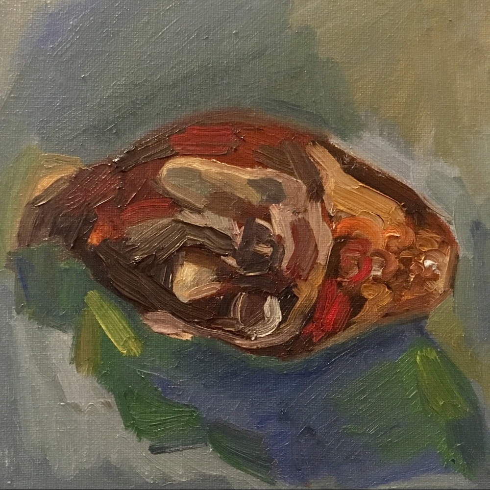 EXPRESSIVE ALLA PRIMA Buddha head painting, oil on canvas
